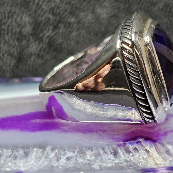 Retired David Yurman Sterling Albion Amethyst Ring(unisex) - Picture 5 of 16